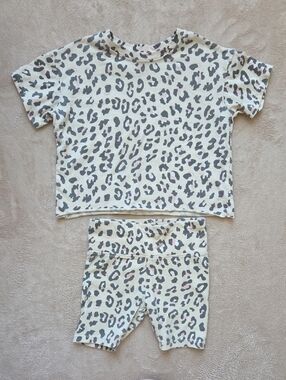 Grayson Mini Leopard Print Set in Cream Grey & Pink 3T